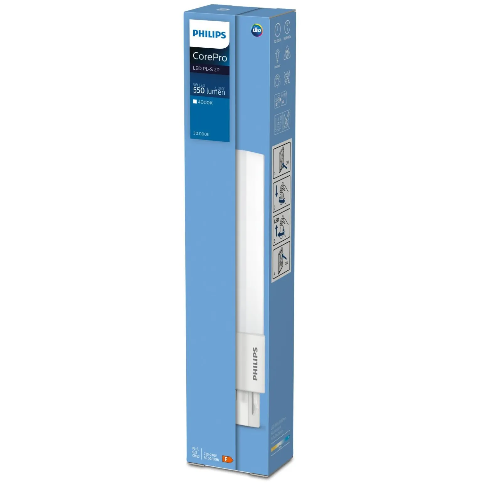 Philips CorePro PL-S LED 5W - 830 Varm Vit | 2-Stift - Ersättare 11W