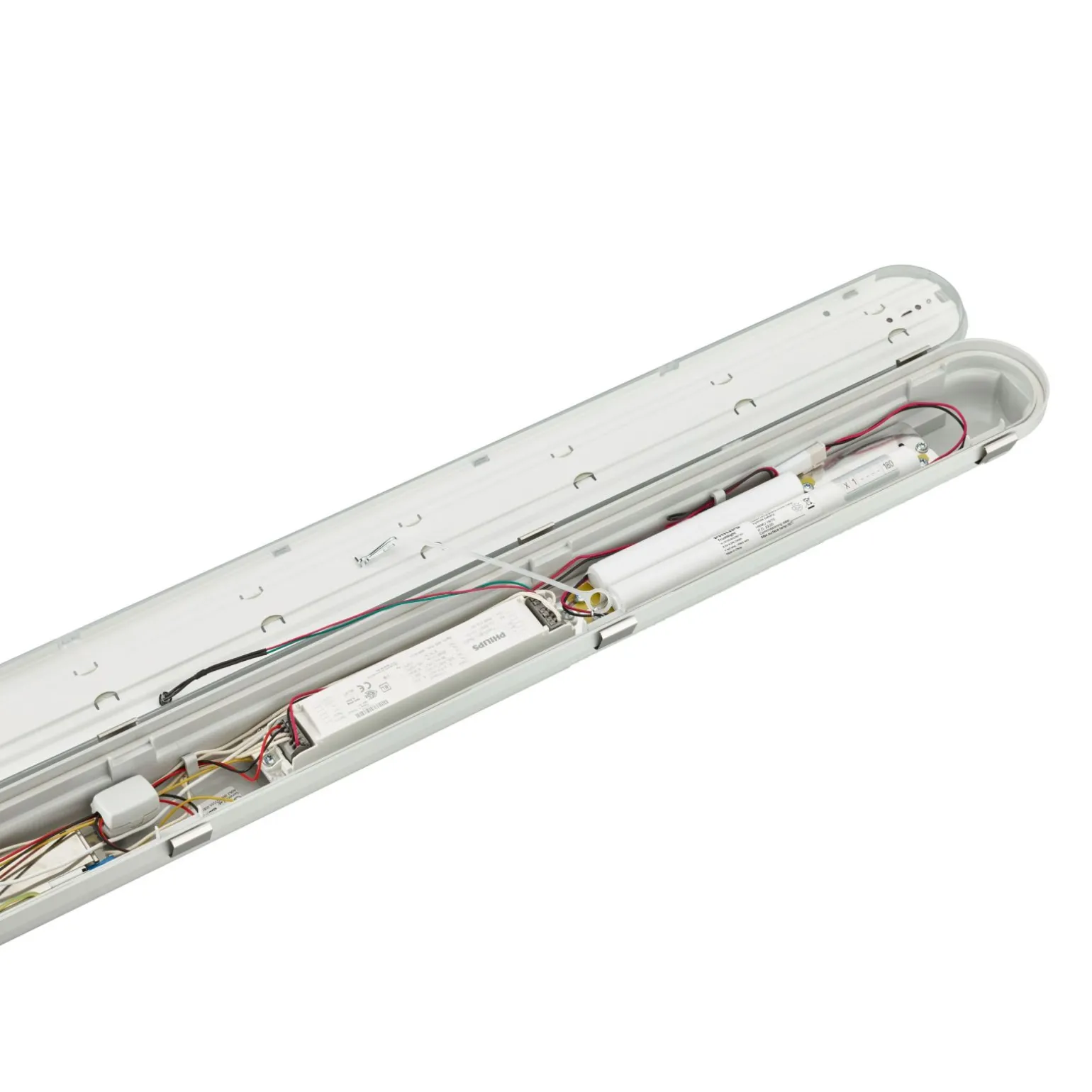Philips LED Allmänbruksarmatur Vattentät CoreLine WT120C G2 49W 6000lm - 840 Kallvit | 150cm - Dali Dimbar - 3 Timmar Nödbelysning