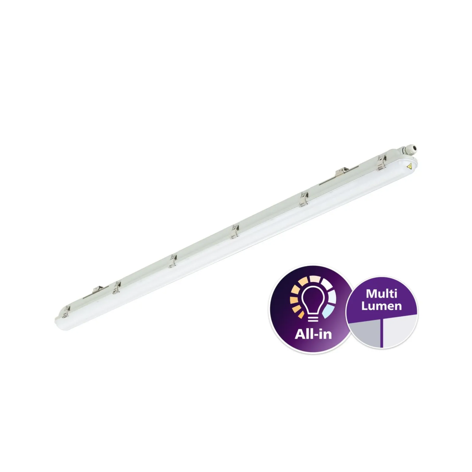 Philips LED Allmänbruksarmatur Vattentät Ledinaire WT065C 30/53W 4100/6800lm - 840 Kallvit | 150cm - Kabelgenomföring