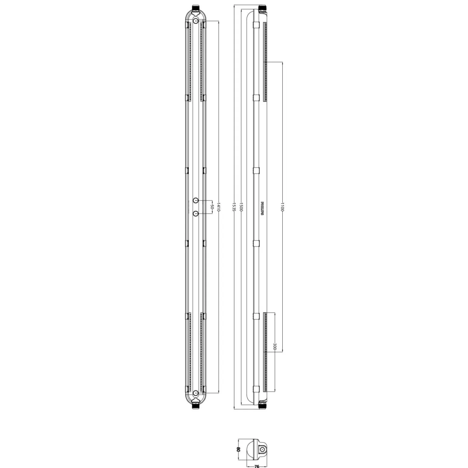 Philips LED Allmänbruksarmatur Vattentät CoreLine WT120C G3 25W 4000lm - 840 Kallvit | 60cm - Dali Dimbar - Kabelgenomföring 1-Fas - Ersättare 2x18W
