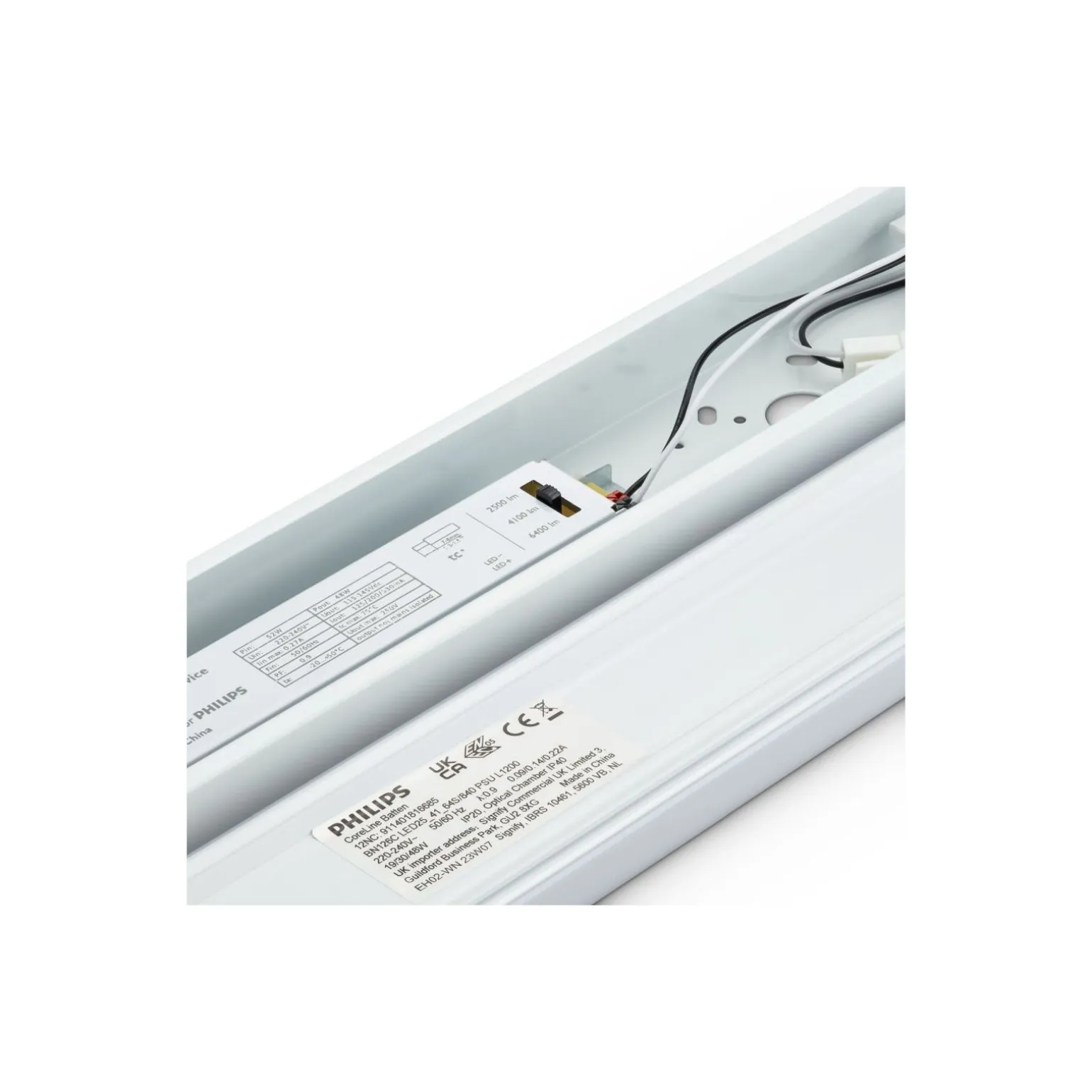 Philips LED Allmänbruksarmatur CoreLine Vit 25W/37W 3500lm/5200lm - 830-840 CCT| 150cm - Ersättare 2x58W