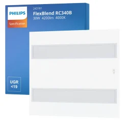 Philips LED Panel FlexBlend RC340B Vit 30W 4200lm - 940 Kallvit | 60x60cm - UGR <19 - Bästa färgåtergivning - Rörelse- och ljussensor
