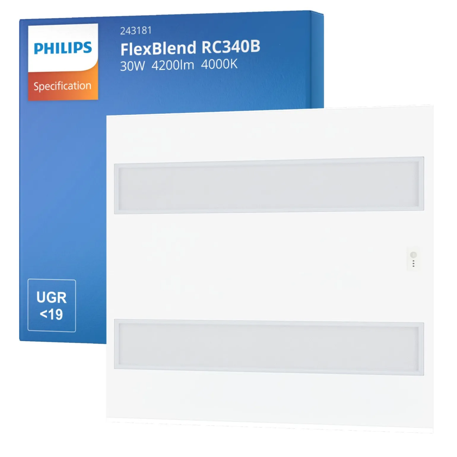 Philips LED Panel FlexBlend RC340B Vit 30W 4200lm - 940 Kallvit | 60x60cm - UGR <19 - Bästa färgåtergivning - Rörelse- och ljussensor