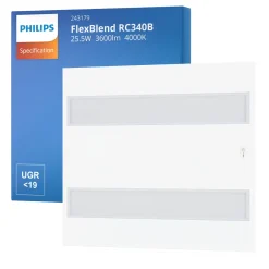 Philips LED Panel FlexBlend RC340B Vit 25.5W 3600lm - 940 Kallvit | 60x60cm - UGR <19 - Bästa färgåtergivning - Rörelse- och ljussensor