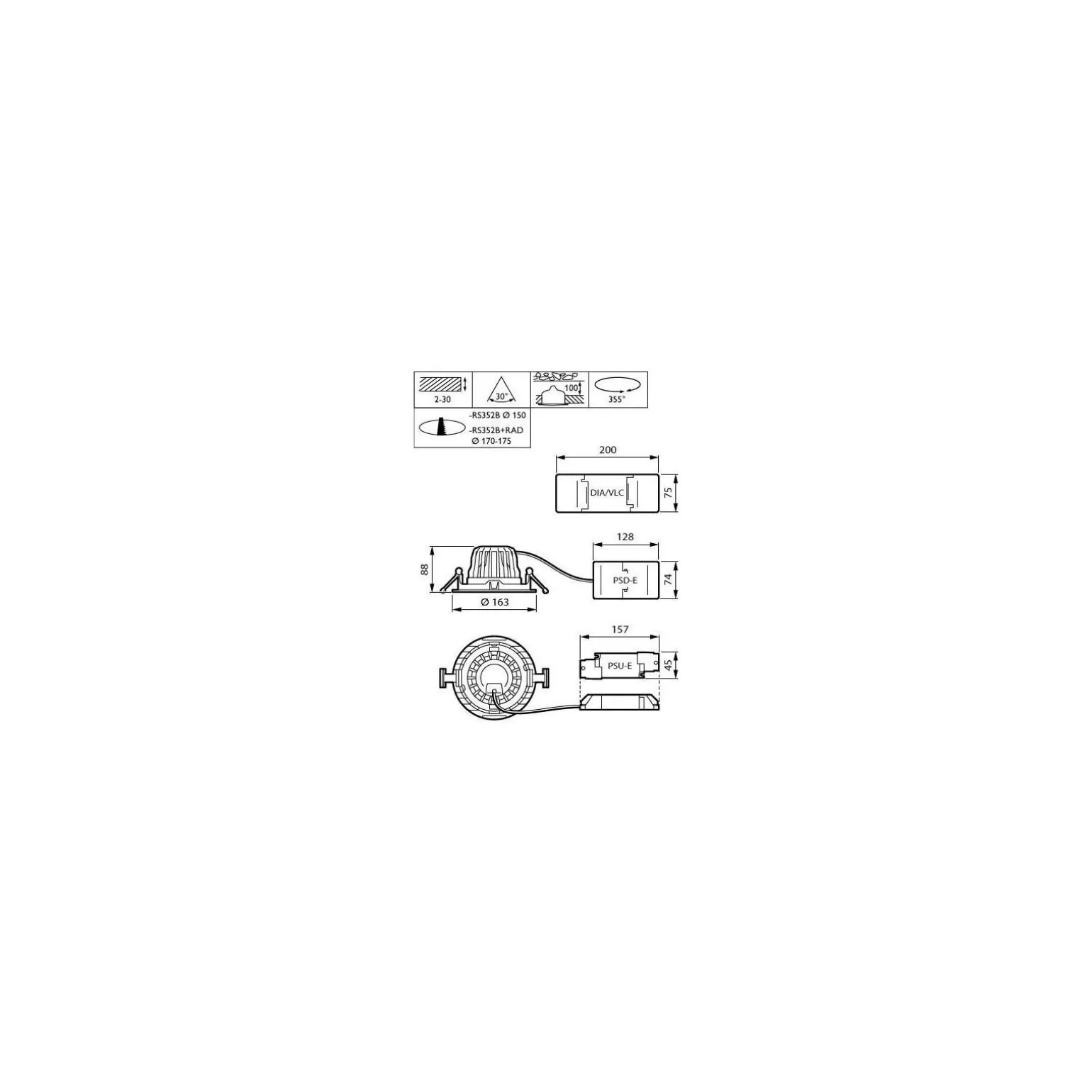 Philips LED Spot Greenspace Accent Fast Aluminium Svart 31W 3900lm 36D - 930 Varm Vit | 163mm - IP20 - Bästa Färgåtergivning - Interact Dimbar