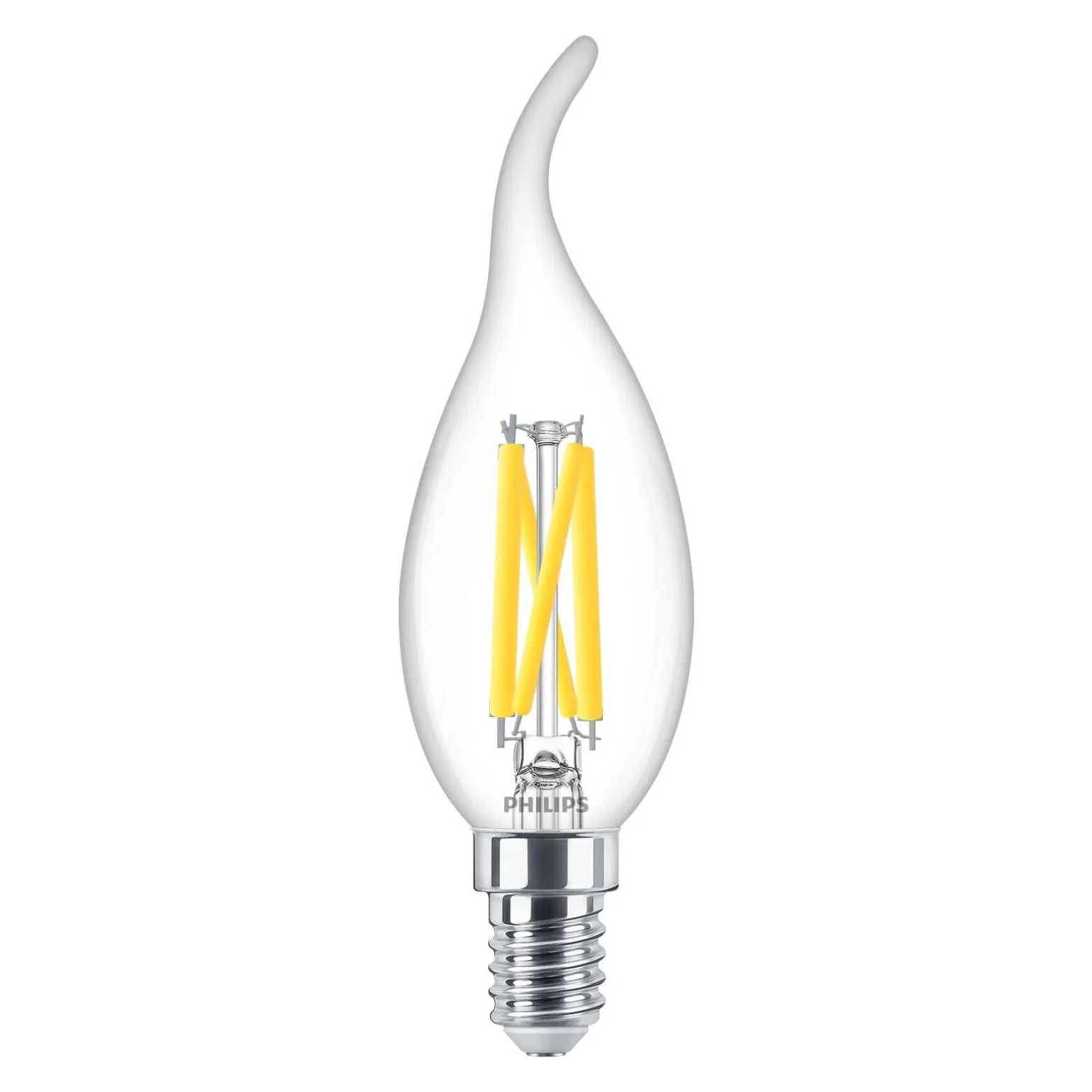 Philips MASTER LED E14 Böjd-tip Kronljus Filament Klar 3.4W 470lm - 922-927 Dim To Warm | Bästa Färgåtergivning - Dimbar - Ersättare 40W