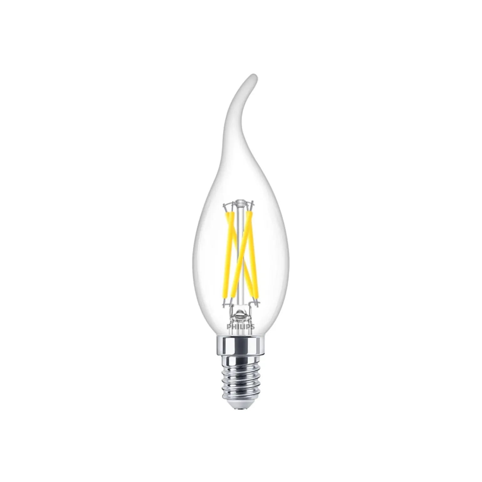 Philips MASTER LED E14 Böjd-tip Kronljus Filament Klar 2.5W 340lm - 922-927 Dim To Warm | Bästa Färgåtergivning - Dimbar - Ersättare 25W