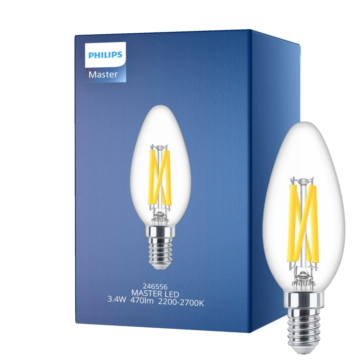 Philips MASTER LED E14 Kronljus Filament Klar 3.4W 470lm - 922-927 Dim To Warm | Bästa Färgåtergivning - Dimbar - Ersättare 40W