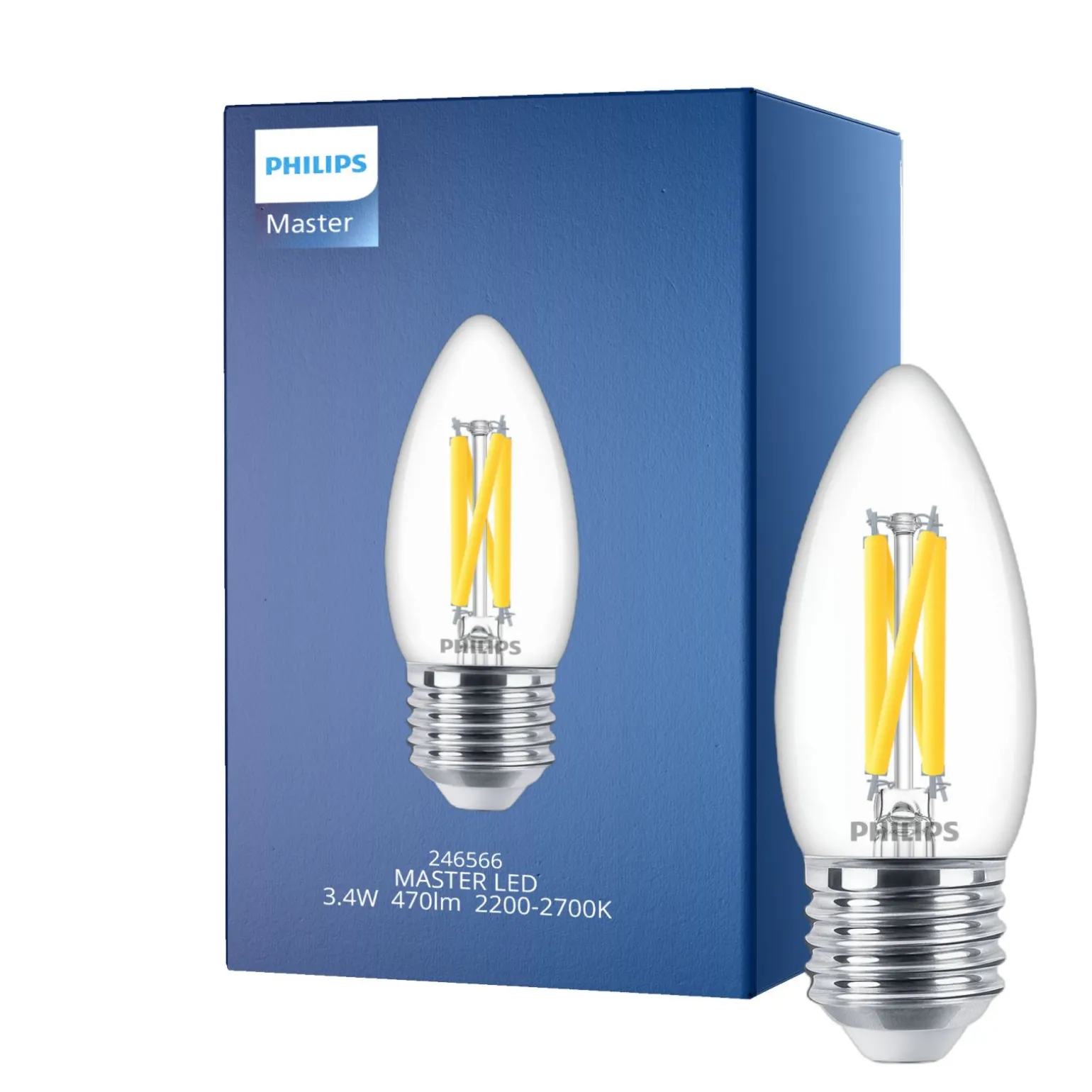 Philips MASTER LED E27 Kronljus Filament Klar 3.4W 470lm - 922-927 Dim To Warm | Bästa Färgåtergivning - Dimbar - Ersättare 40W