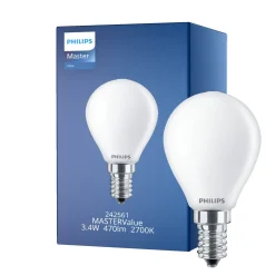 Philips Master Value LED Lustre E14 boll Matt 3.4W 470lm - 927 Extra Varm Vit | Bästa färgåtergivning - Dimbar - Ersättare 40W