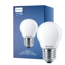 Philips Master Value LED Lustre E27 boll Matt 3.4W 470lm - 927 Extra Varm Vit | Bästa färgåtergivning - Dimbar - Ersättare 40W