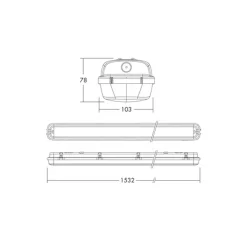THORNeco LED Allmänbruksarmatur Vattentät Julie 55W 6300lm - 840 Kallvit | 150cm