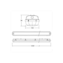 THORNeco LED Allmänbruksarmatur Vattentät Julie 55W 6300lm - 840 Kallvit | 150cm - Rörelse- Och Ljussensor