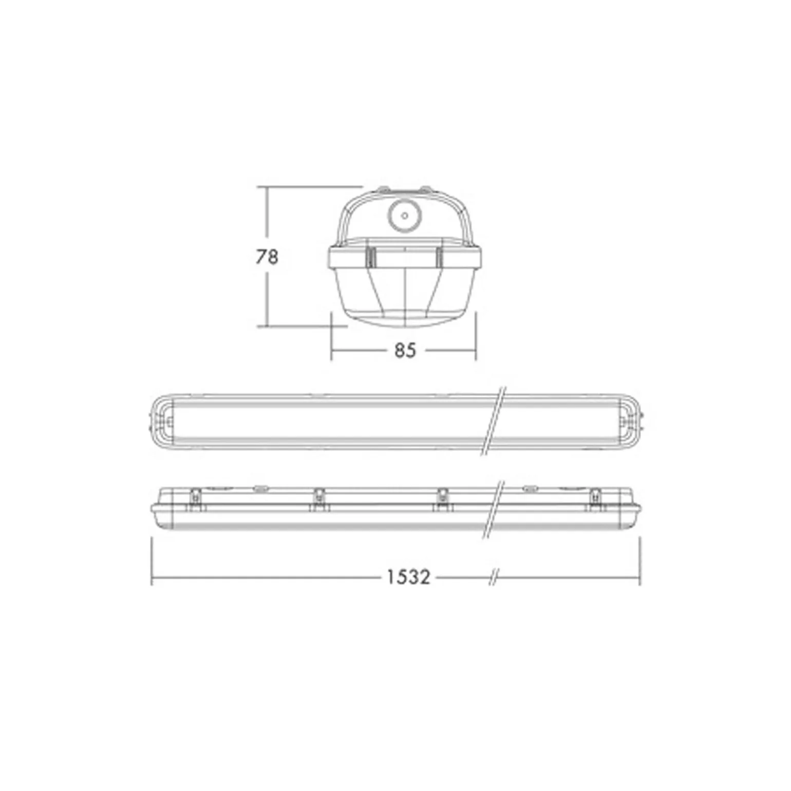 THORNeco LED Allmänbruksarmatur Vattentät Julie 38W 4200lm - 840 Kallvit | 150cm - Kabelgenomföring