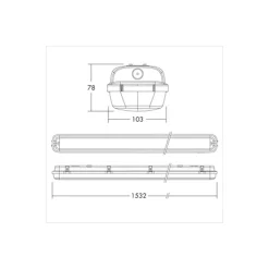 THORNeco LED Allmänbruksarmatur Vattentät Julie 38W 4200lm - 840 Kallvit | 150cm - 3 Timmar Nödbelysning