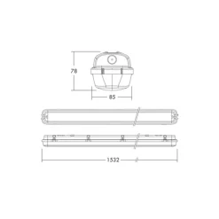 THORNeco LED Allmänbruksarmatur Vattentät Julie 38W 4200lm - 840 Kallvit | 150cm - 3 Timmar Nödbelysning - Rörelse- Och Ljussensor